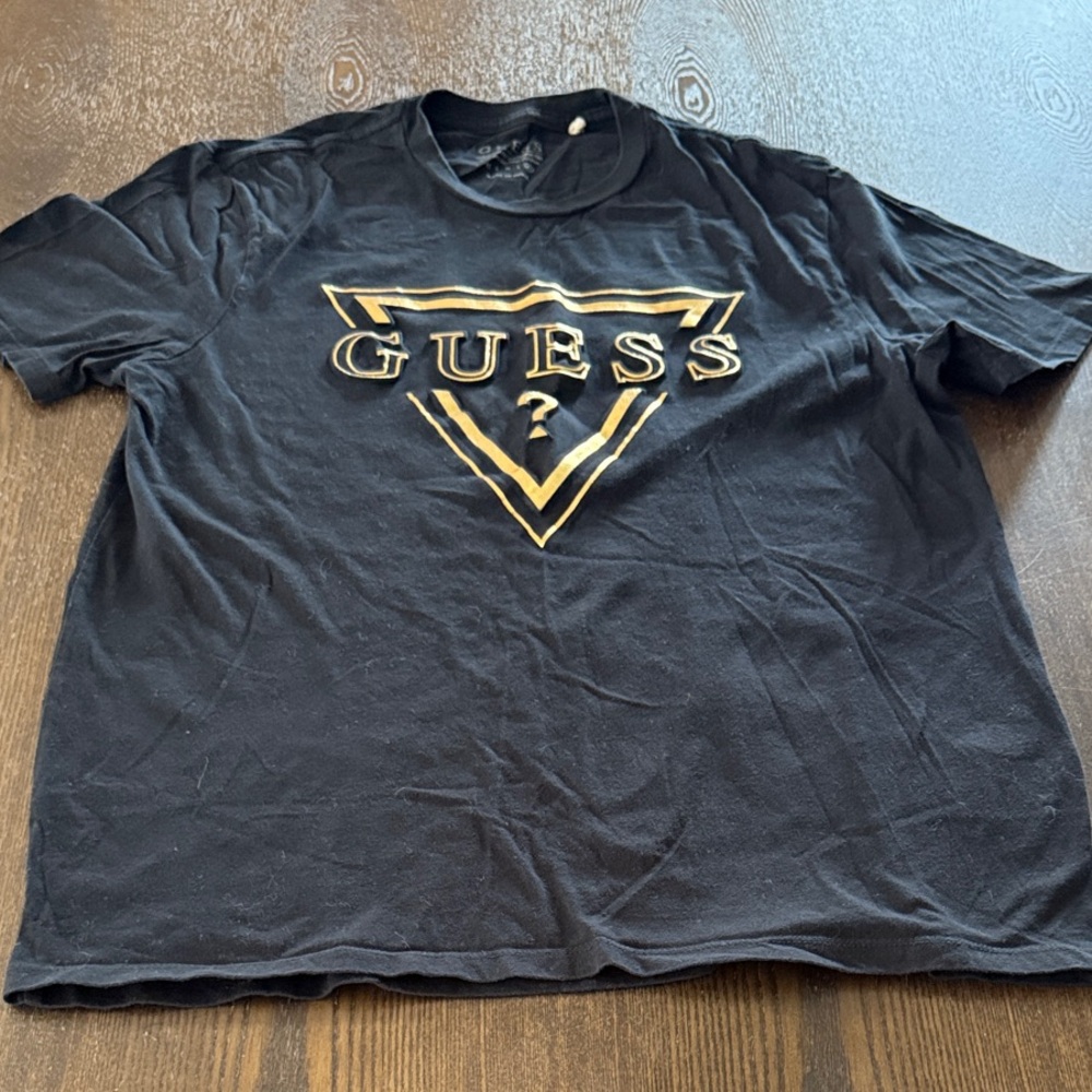 Guess Black Tee with Gold Emblem
